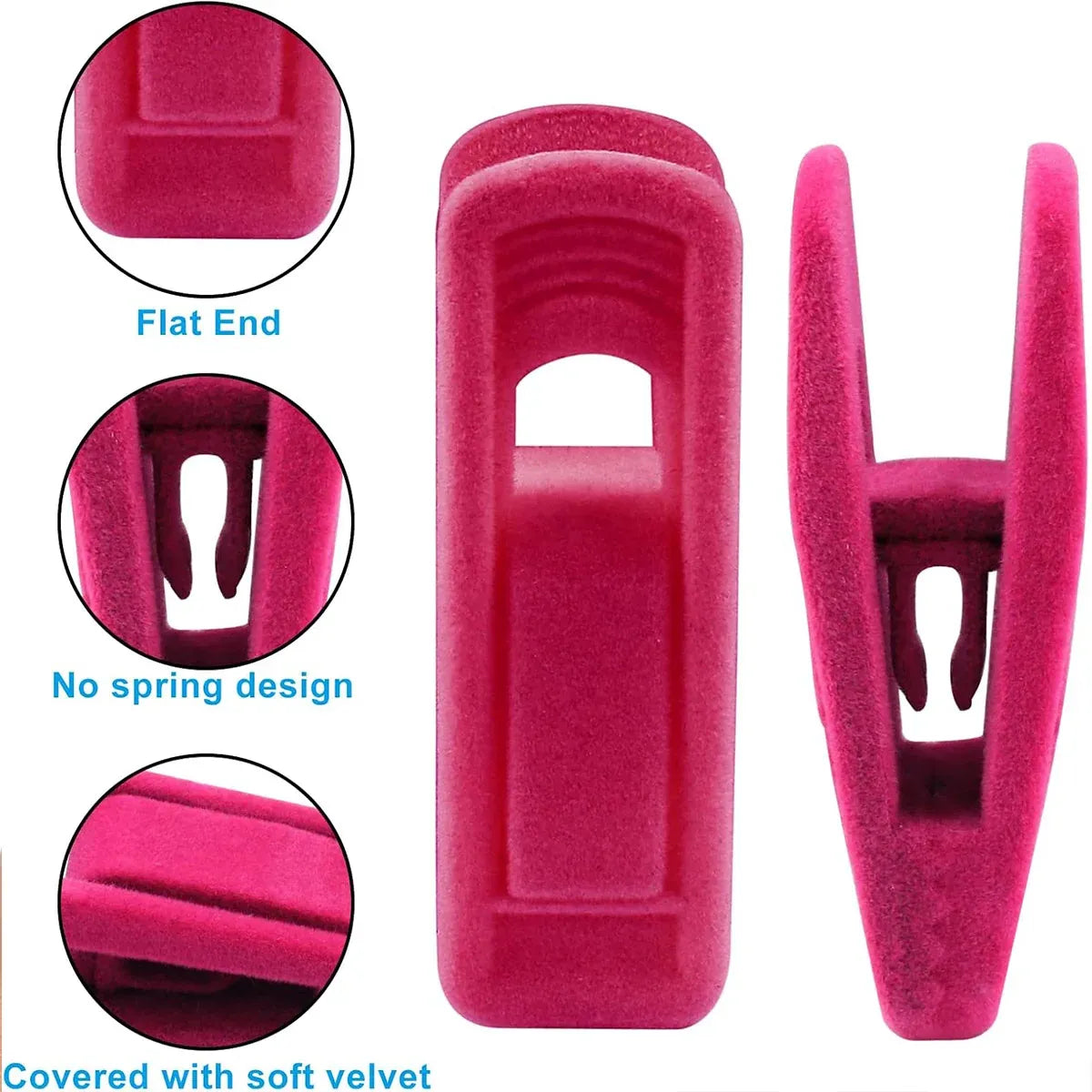 Clothes Drying Clips 20 Pack Velvet Flocking Trouser Pegs Hanger Grip Clamp Set - Black