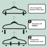 Clothes Drying Clips 20 Pack Velvet Flocking Trouser Pegs Hanger Grip Clamp Set - Black - Extra Image