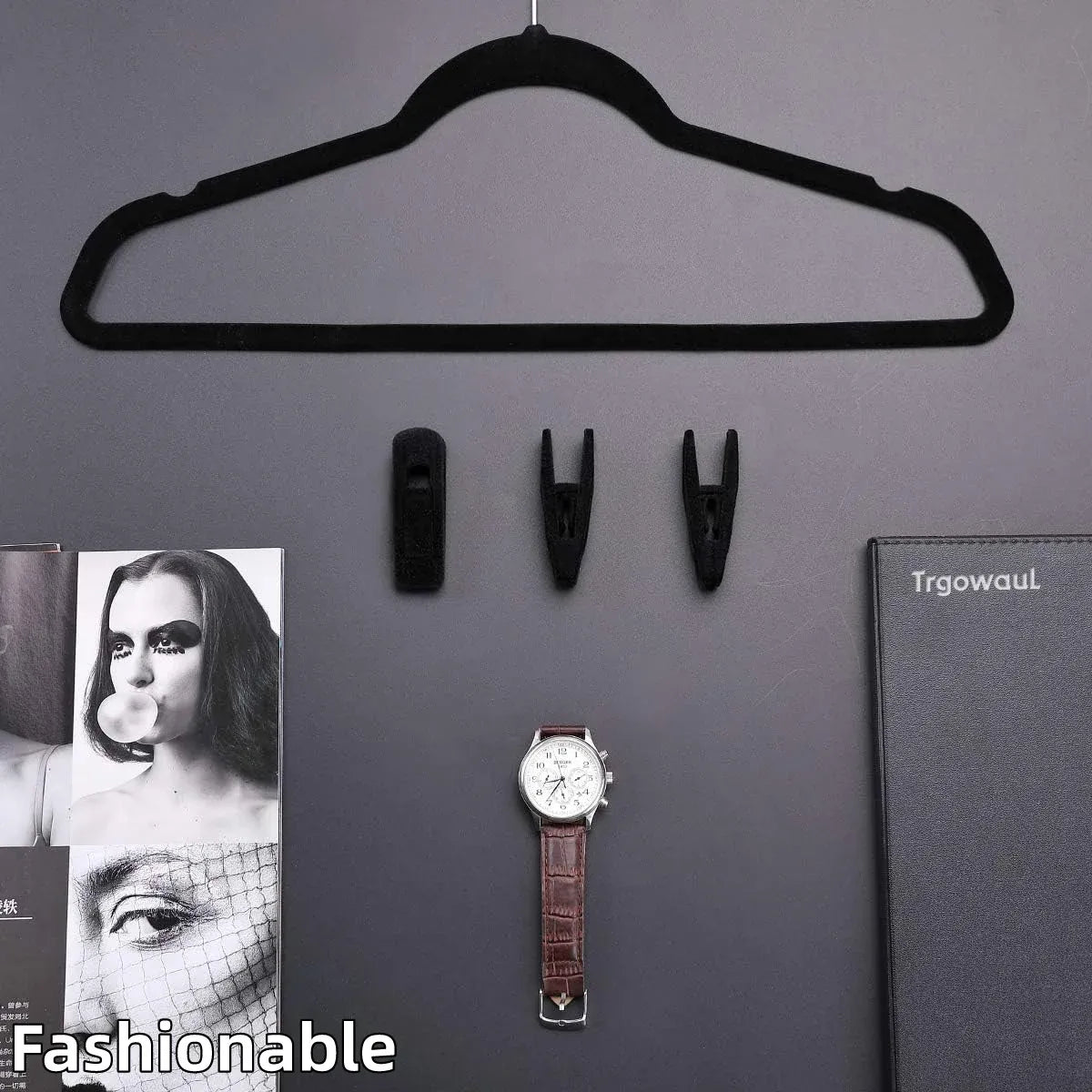 Clothes Drying Clips 20 Pack Velvet Flocking Trouser Pegs Hanger Grip Clamp Set - Black