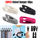 Clothes Drying Clips 20 Pack Velvet Flocking Trouser Pegs Hanger Grip Clamp Set - Black