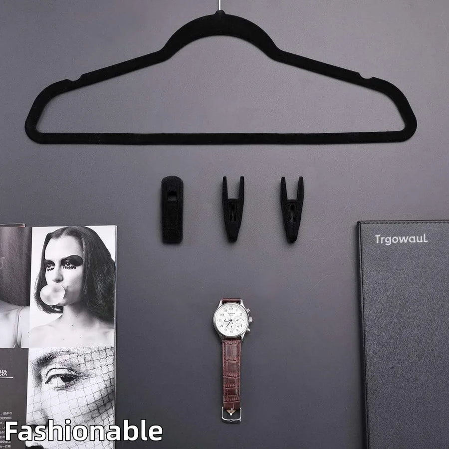 Clothes Drying Clips 20 Pack Velvet Flocking Trouser Pegs Hanger Grip Clamp Set - Grey