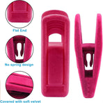 Clothes Drying Clips 20 Pack Velvet Flocking Trouser Pegs Hanger Grip Clamp Set - Rose Red