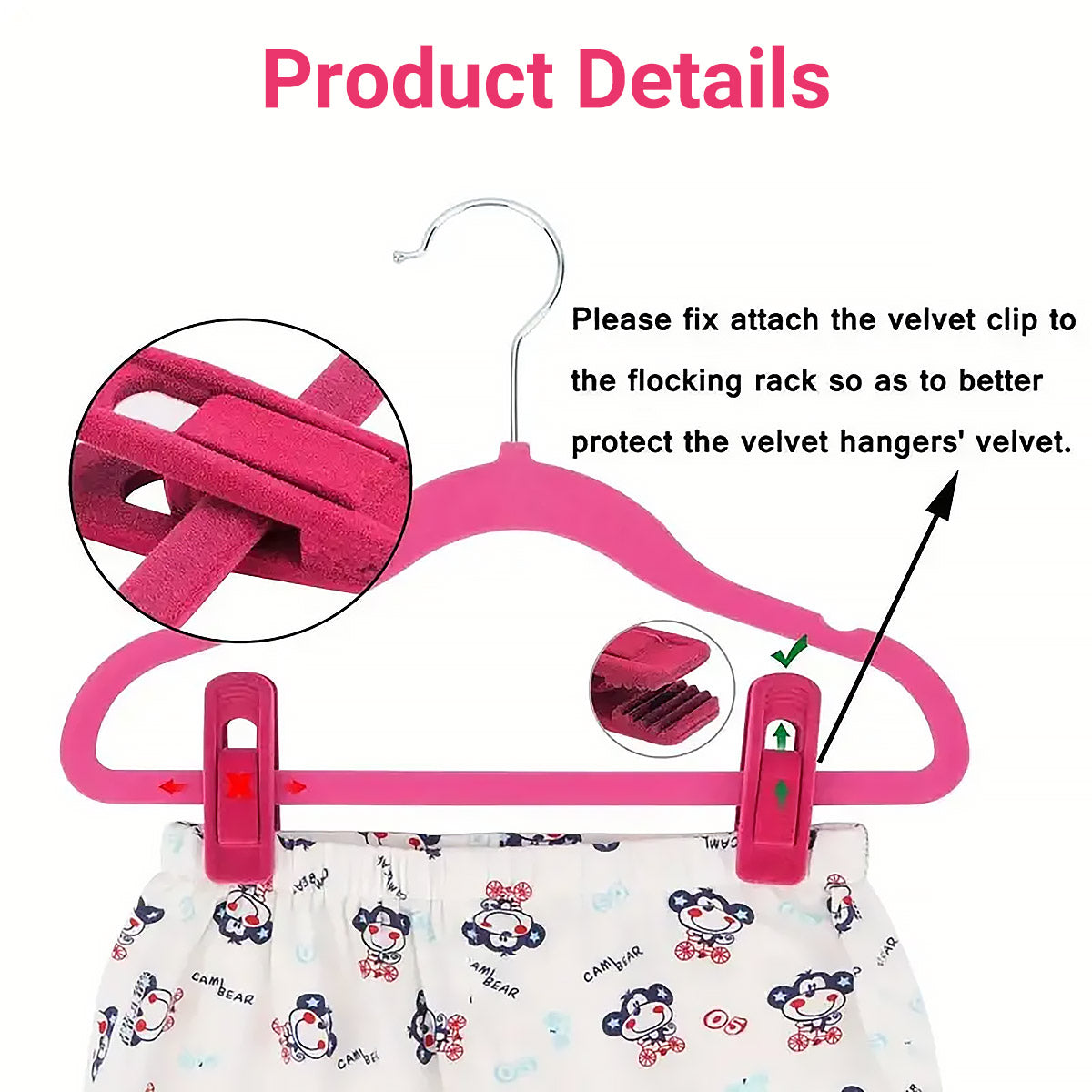 Clothes Drying Clips 20 Pack Velvet Flocking Trouser Pegs Hanger Grip Clamp Set - Rose Red