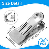 30pcs Multi Functional Stainless Steel Clothes Drying Clips Windproof Clips - Side View