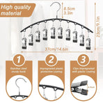 3PCS Sock Drying Rack Multi Clip Hanger Folding Clothes Line Laundry Holder Home