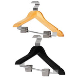 10 Pcs Wooden Non-Slip Wide Shoulder Clothes Hanger with Clip for Hotel Wardrobe - Wood - Front View
