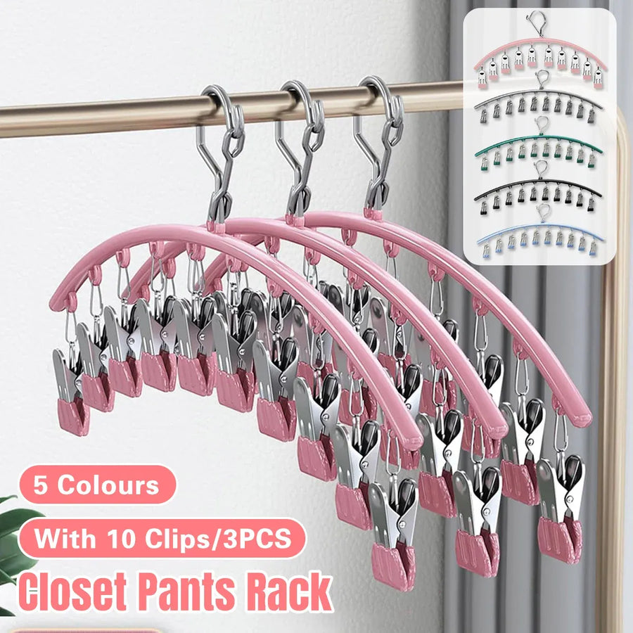 3PCS Windproof Clothes Drying Rack Balcony Hanger Pantyhose Underwear Clips - Pink