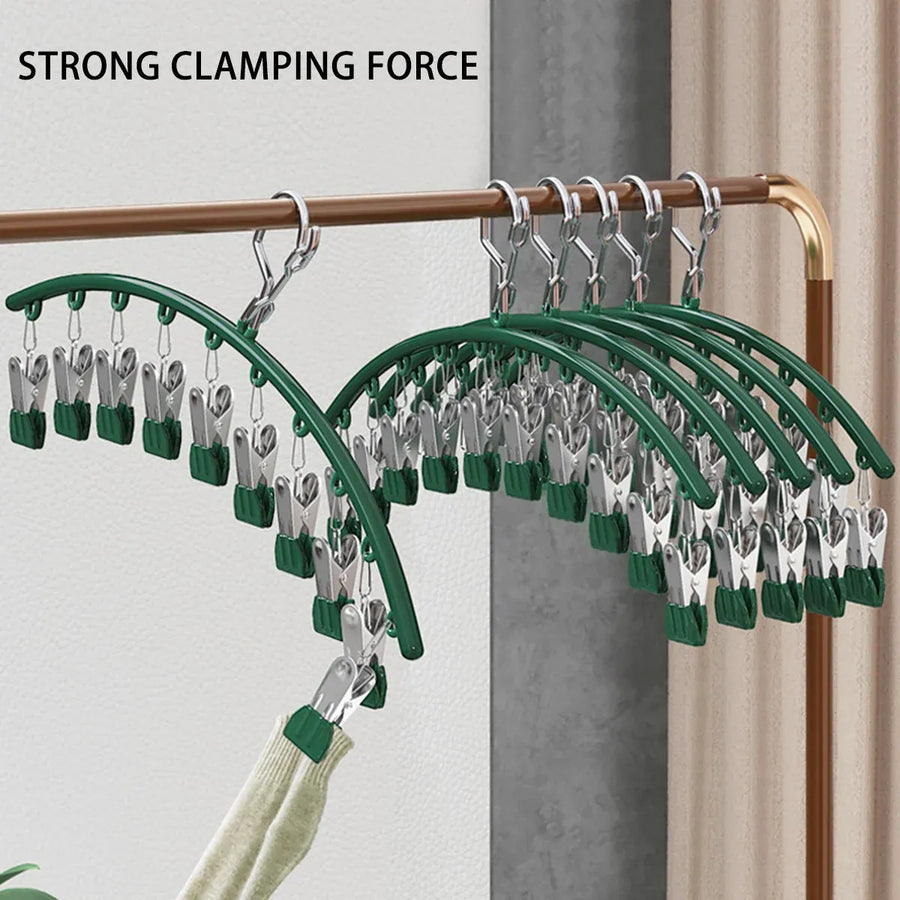 3PCS Windproof Clothes Drying Rack Balcony Hanger Pantyhose Underwear Clips - Pink