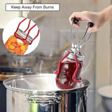 Stainless Steel Canning Jar Lifter Anti-Slip Lifting Tongs Gripper Anti-scalding - Red - Top-Down View