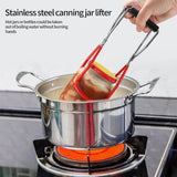 Stainless Steel Canning Jar Lifter Anti-Slip Lifting Tongs Gripper Anti-scalding - Red - 45-Degree Angle