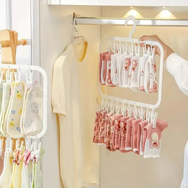 Clothes Rack Plastic Household Drying Hangers Non-Slip Storage Clip Organiser