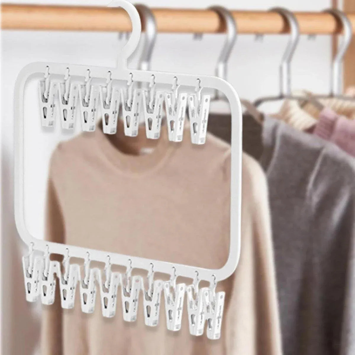 Clothes Rack Plastic Household Drying Hangers Non-Slip Storage Clip Organiser