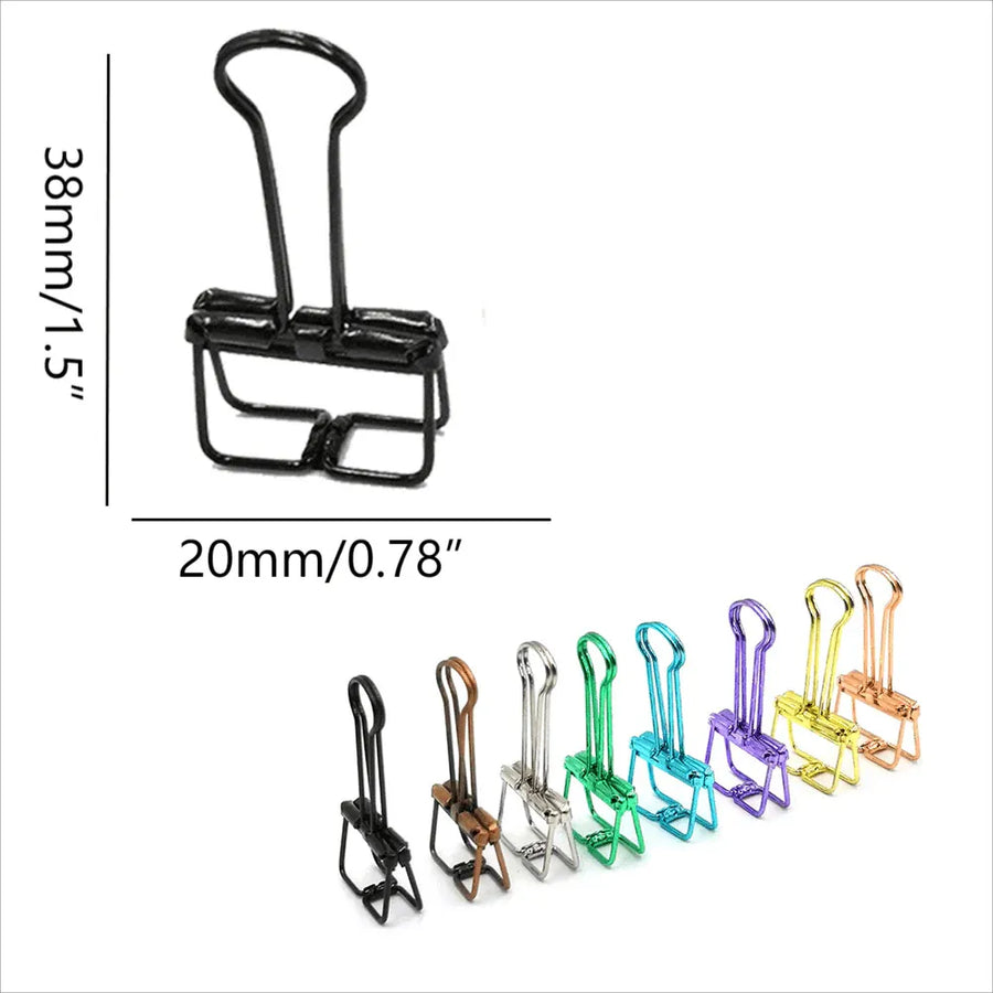 Solid Color Hollow Out Swallowtail Metal Binder Bookmark Clips Office Supplies - Black