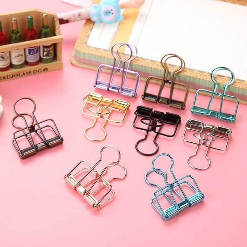 Solid Color Hollow Out Swallowtail Metal Binder Bookmark Clips Office Supplies - Bronze