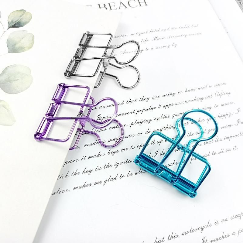 Solid Color Hollow Out Swallowtail Metal Binder Bookmark Clips Office Supplies - Bronze
