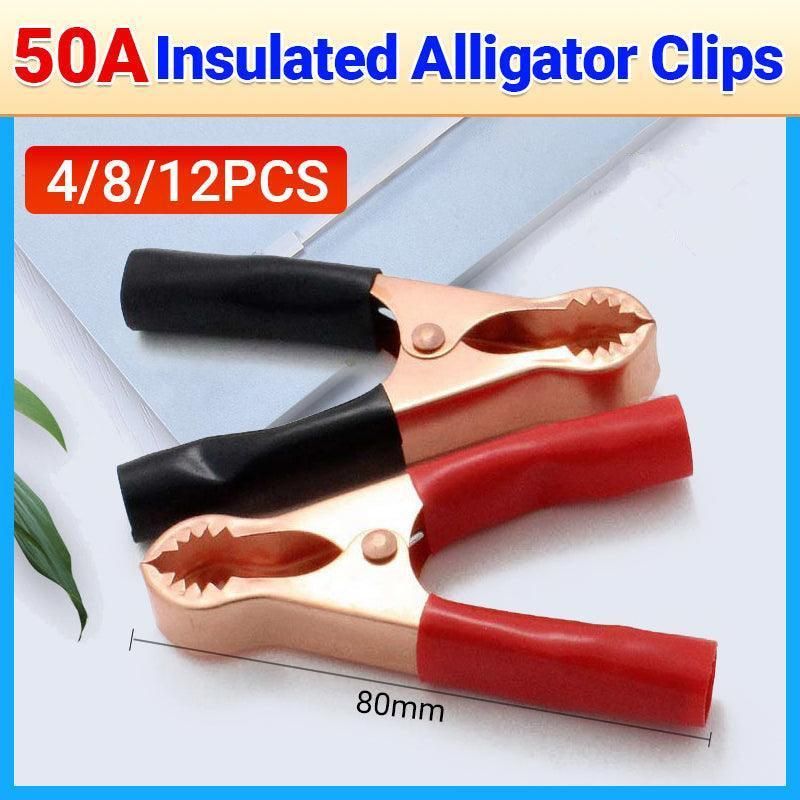 2/4/6Pairs Car Battery Tongs Cable Alligator Electrical Measured Clip Clamp Tool - 4pcs (2black+2red)