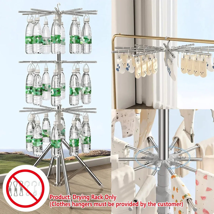 Folding Drying Rack Floor Stand Multi Functional Clothes Laundry Hanger Indoor