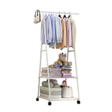 Clothes Drying Rack Floor Standing Coat Hanger V Belt Wheel Style for Bedroom - Front View