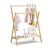 Folding Clothes Hanger Indoor Floor Bedroom Garment Rack Simple Hanging Stand - Front View
