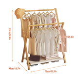 Folding Clothes Hanger Indoor Floor Bedroom Garment Rack Simple Hanging Stand - Side View