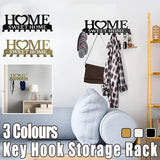 Retro Metal Iron Wall Hanging Mounted 10 Key Hooks Storage Holder Hook Rack - Black