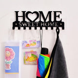 Retro Metal Iron Wall Hanging Mounted 10 Key Hooks Storage Holder Hook Rack - Black