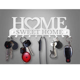 Retro Metal Iron Wall Hanging Mounted 10 Key Hooks Storage Holder Hook Rack - White - Top-Down View