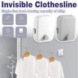 Invisible Clothesline Indoor Drying Rope Wall Mounted Laundry Retractable Line - Grey - Front View