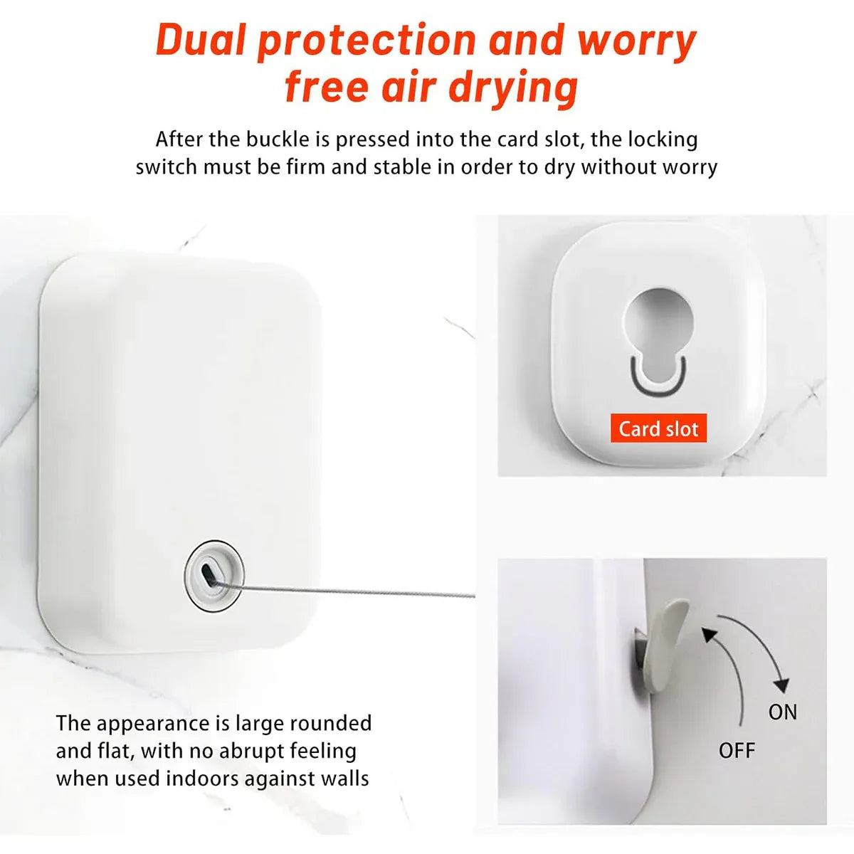 Invisible Clothesline Indoor Drying Rope Wall Mounted Laundry Retractable Line - Grey