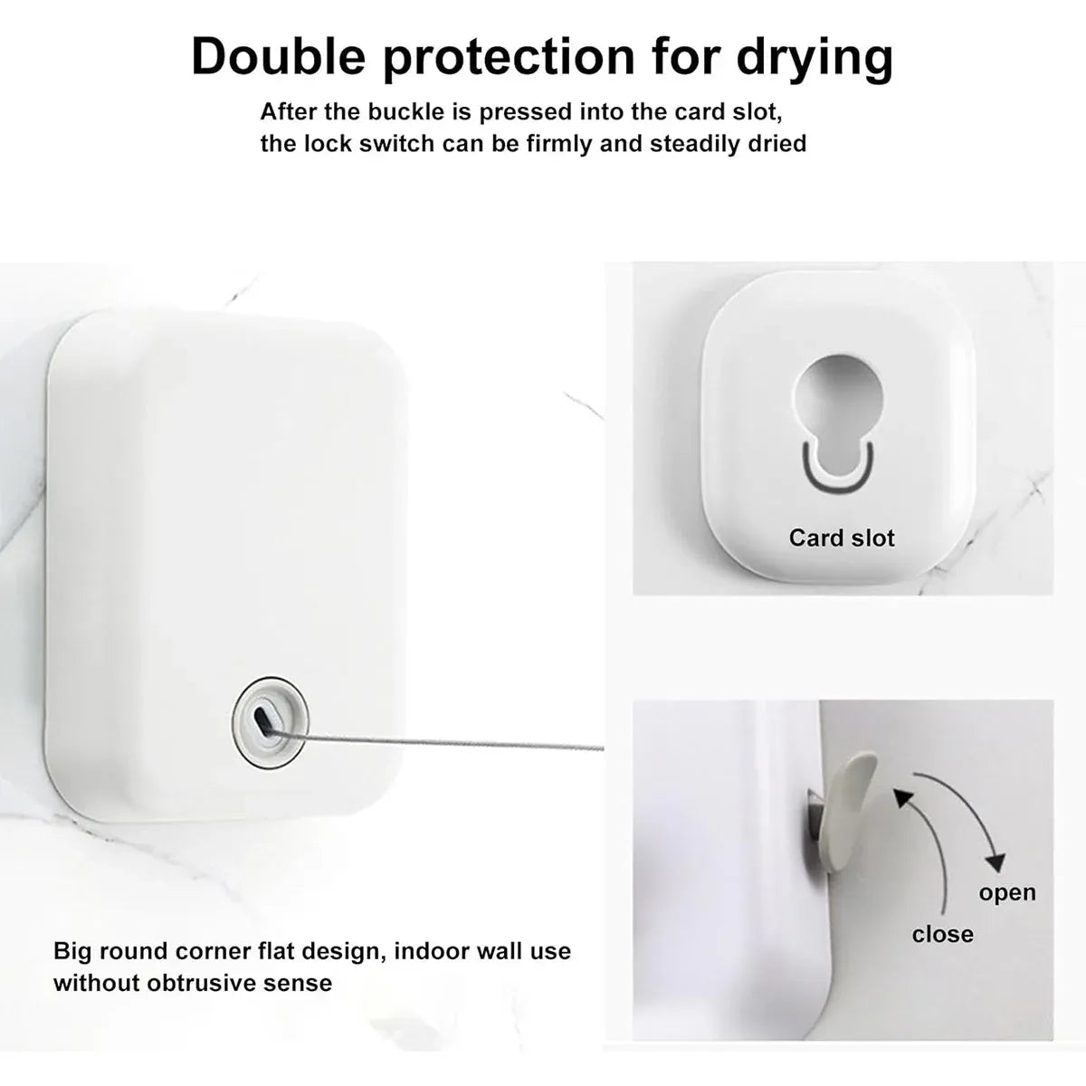 Invisible Clothesline Indoor Drying Rope Wall Mounted Laundry Retractable Line - Grey