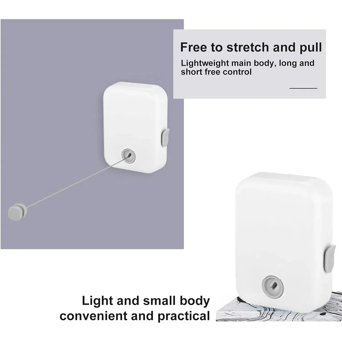 Invisible Clothesline Indoor Drying Rope Wall Mounted Laundry Retractable Line - Grey