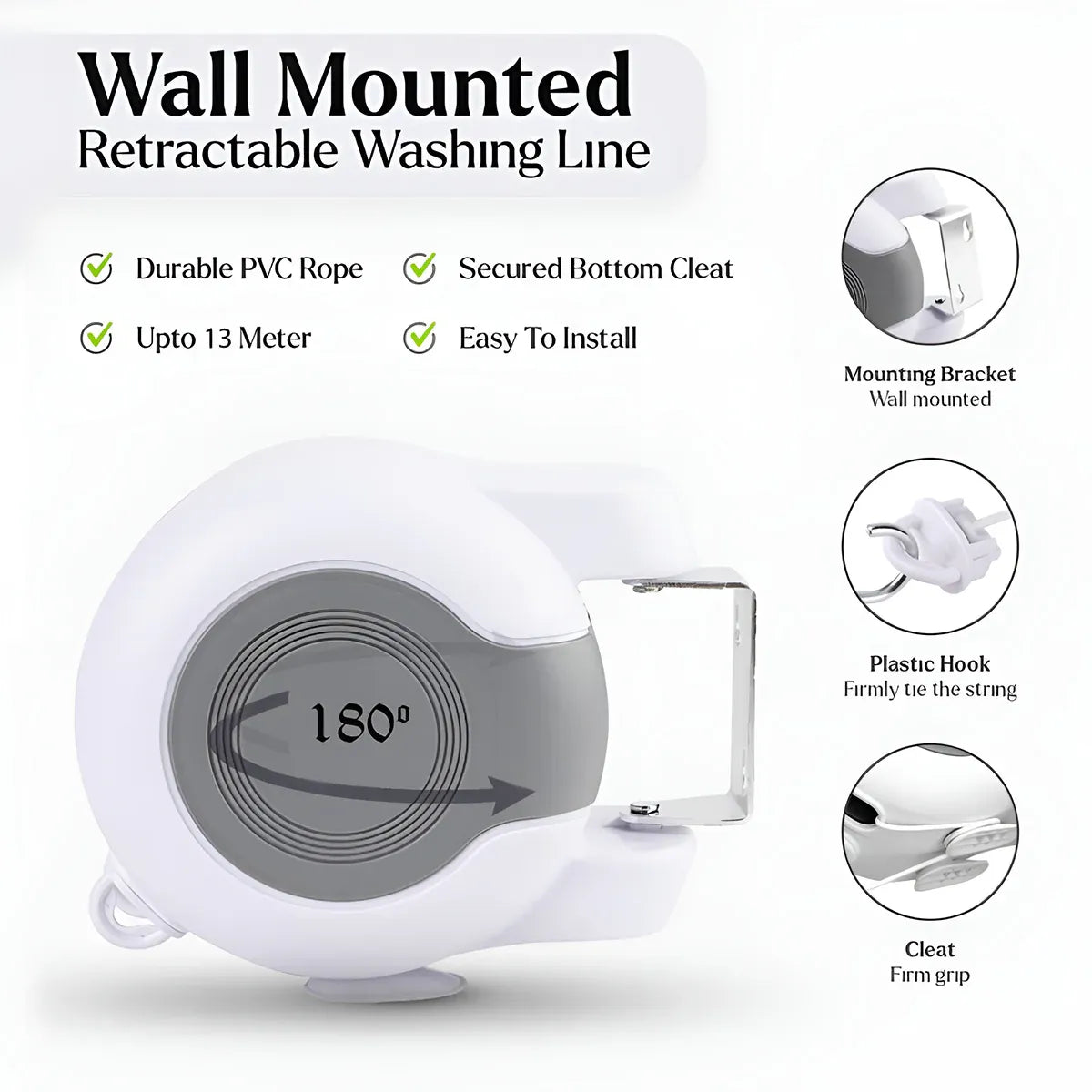 Double Clothes Line Wall Hanger Retractable Clothesline Clothes Dryer 13m Indoor