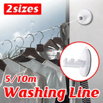 5m or 10m Wall-Mounted Suction Cup Clothesline Retractable Durable Sturdy Laundry - 5m