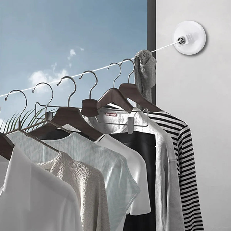 5m or 10m Wall-Mounted Suction Cup Clothesline Retractable Durable Sturdy Laundry - 5m