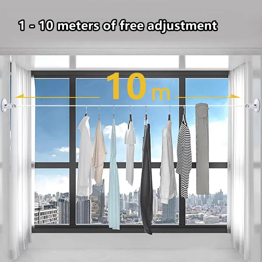 5m or 10m Wall-Mounted Suction Cup Clothesline Retractable Durable Sturdy Laundry - 5m