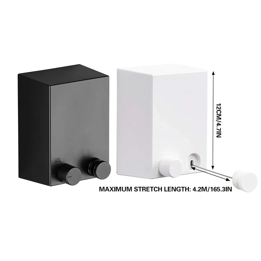 Invisible Clothesline Indoor No Drill Retractable 4.2m Space Saving High Quality - White