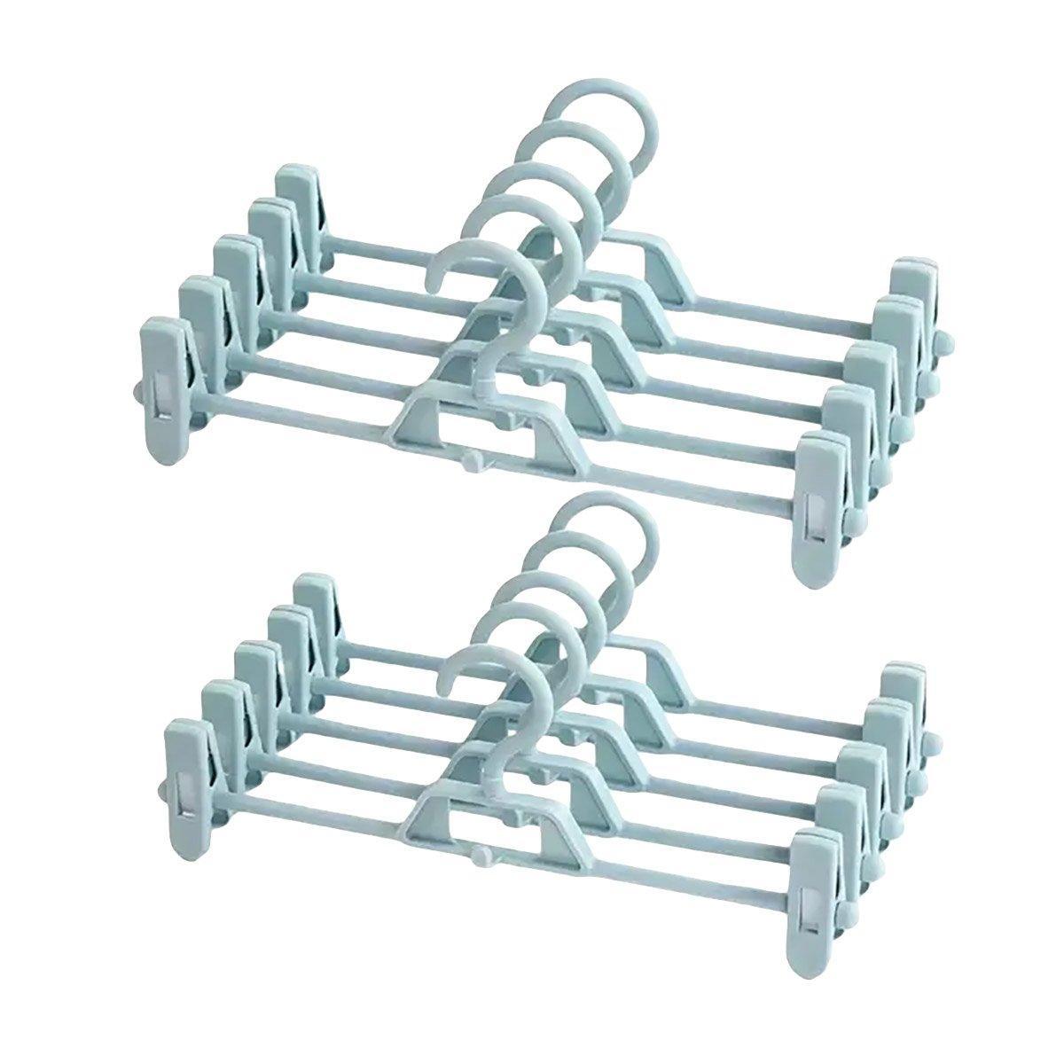 Seamless Household Retractable Pants Rack Buckle Clothes Clip Inner Hanger - Blue