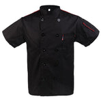 Black Unisex Mesh Sleeve Chef Coat Jacket Restaurant Hotel Cook Short Uniform - L