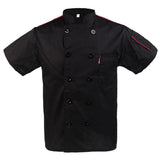 Black Unisex Mesh Sleeve Chef Coat Jacket Restaurant Hotel Cook Short Uniform - L