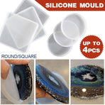 Coaster Resin Casting Mould Epoxy Mold Silicone Craft DIY Jewelry Agate Making - Large Square