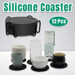 12pcs Silicone Round Insulated Coasters Tea Cups Coffee Mugs Table Protection