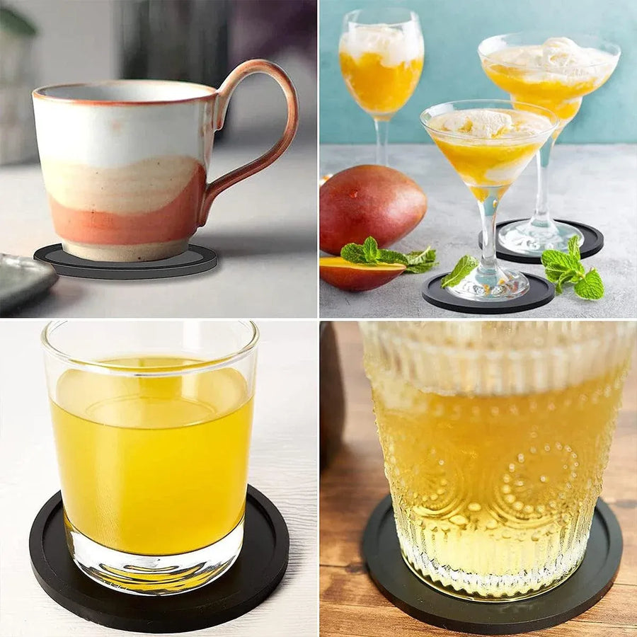 12pcs Silicone Round Insulated Coasters Tea Cups Coffee Mugs Table Protection