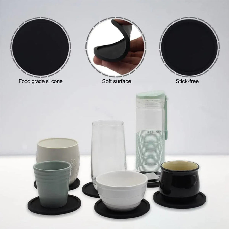 12pcs Silicone Round Insulated Coasters Tea Cups Coffee Mugs Table Protection