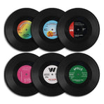 6PCS Retro Vinyl Record Drink Coasters Set - Round ABS Cup Mats for Home or Bar