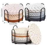 8PCS Round Cotton Woven Coaster Heat Resistant Thick Insulation Dining Table Mat - Brown - Side View