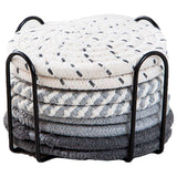 8PCS Round Cotton Woven Coaster Heat Resistant Thick Insulation Dining Table Mat - Grey