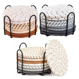 8PCS Round Cotton Woven Coaster Heat Resistant Thick Insulation Dining Table Mat - Mixed - Front View