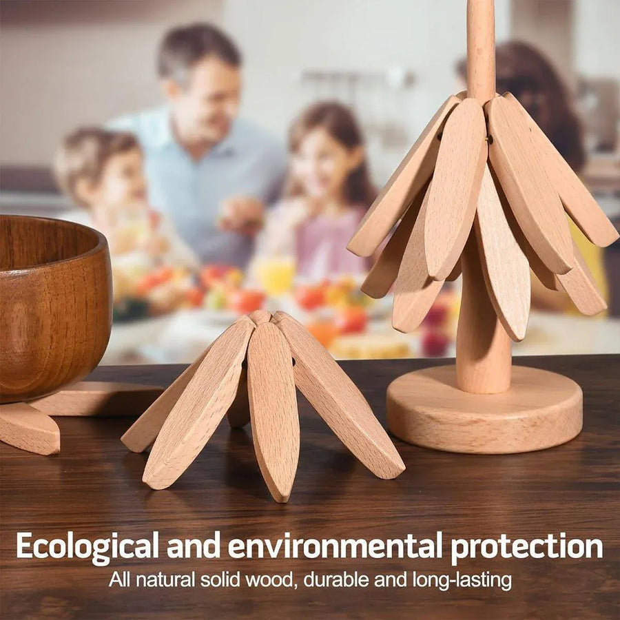 Solid Wooden Trivet for Hot Dish Walnut Christmas Tree Table Heat-Resistant Mat - Beige-3pcs