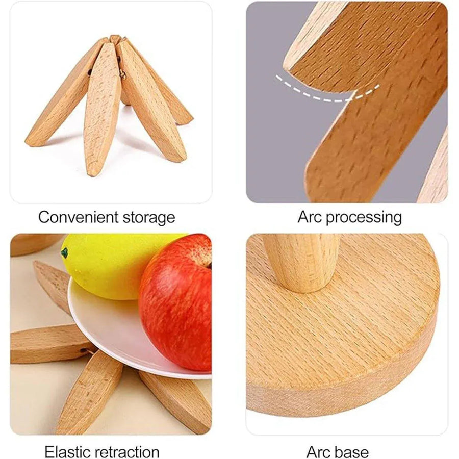 Solid Wooden Trivet for Hot Dish Walnut Christmas Tree Table Heat-Resistant Mat - Beige-3pcs