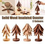 Solid Wooden Trivet for Hot Dish Walnut Christmas Tree Table Heat-Resistant Mat - Brown-3pcs